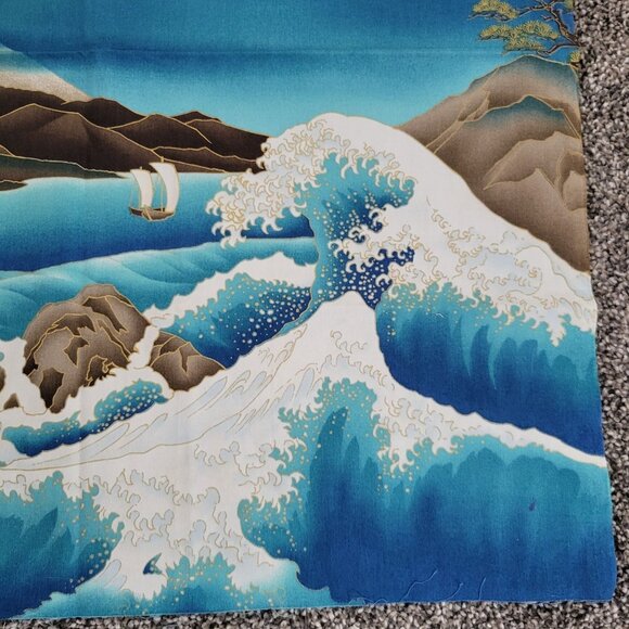 Japanese Hokusai Wave Mt Fuji Print Fabric Square Kona Bay Fabrics - Picture 4 of 5